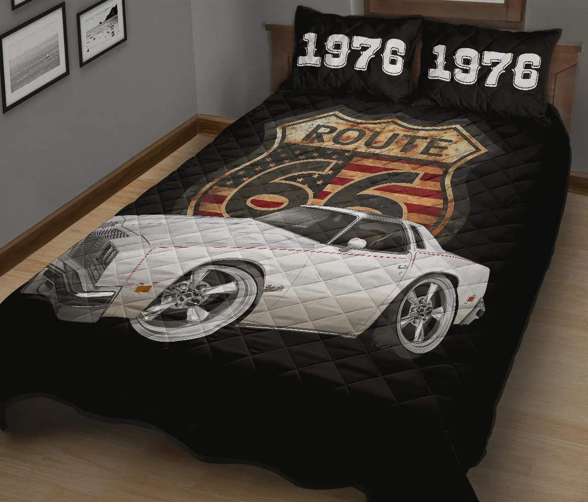 1976 Cutlass Oldsmobile Salon Car Art Route 66 Quilt Set