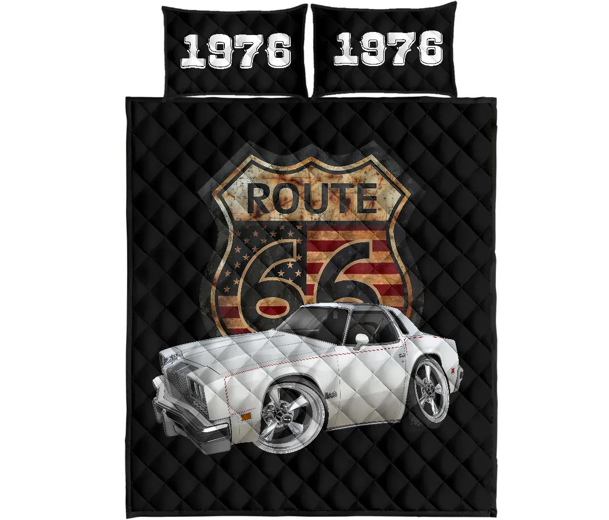 1976 Cutlass Oldsmobile Salon Car Art Route 66 Quilt Set