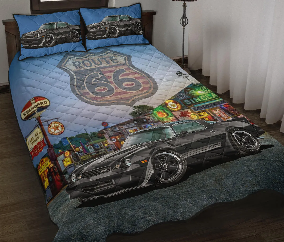 1981 Camaro Black Route 66 Quilt Set