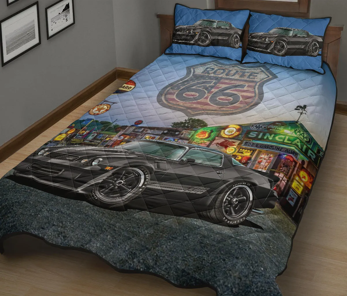 1981 Camaro Black Route 66 Quilt Set