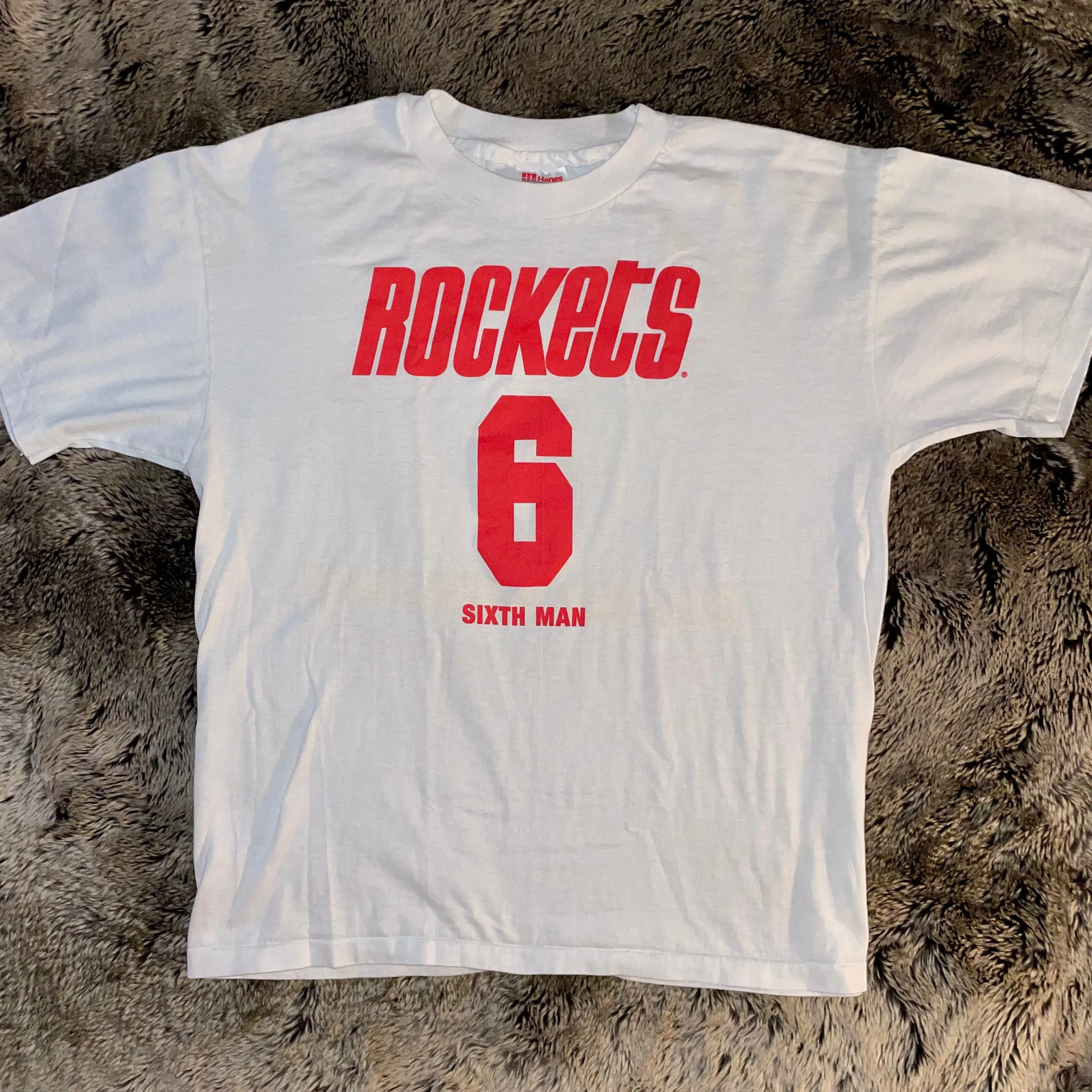 1990s Houston Rockets Mattress Mack 6th Man Tee (White)