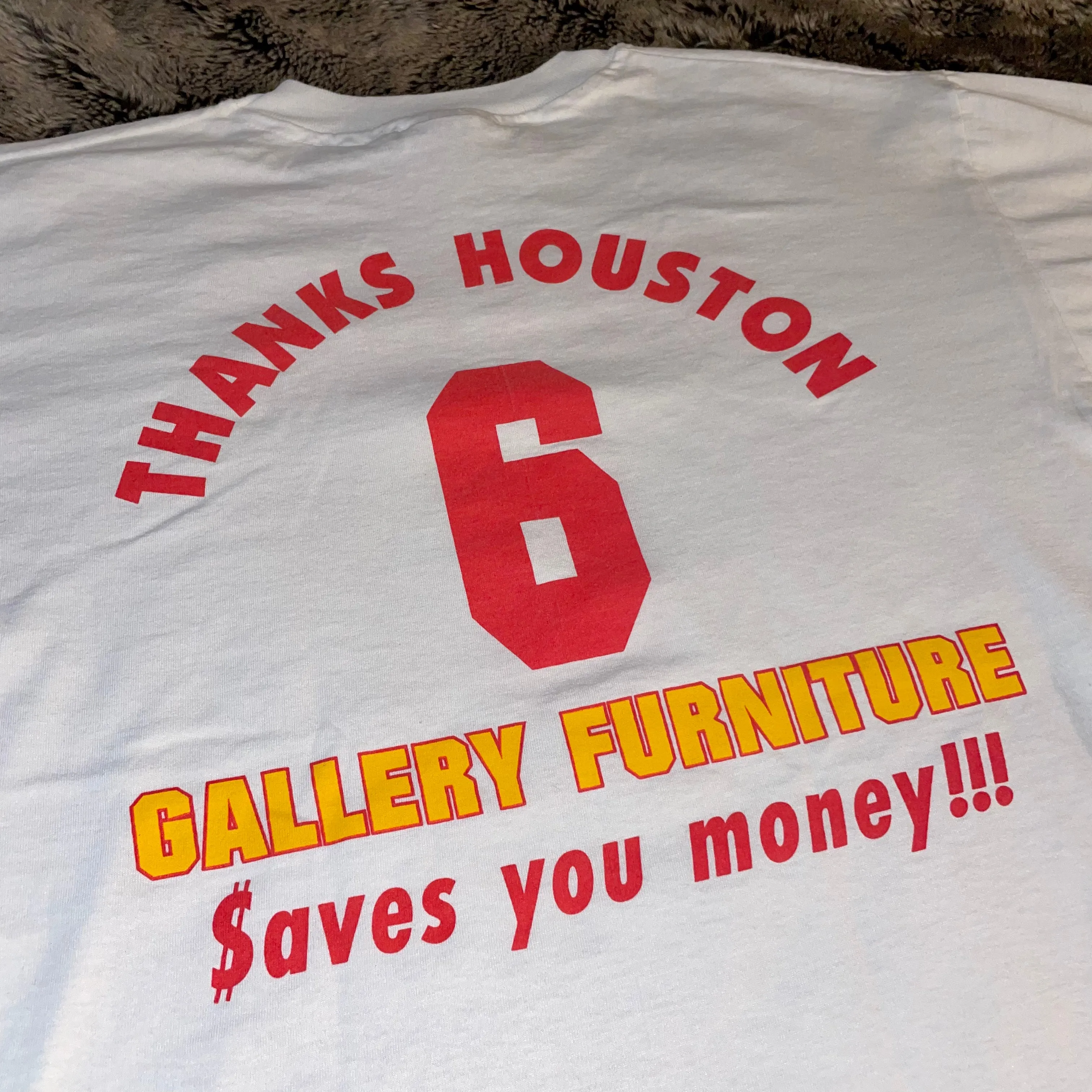 1990s Houston Rockets Mattress Mack 6th Man Tee (White)