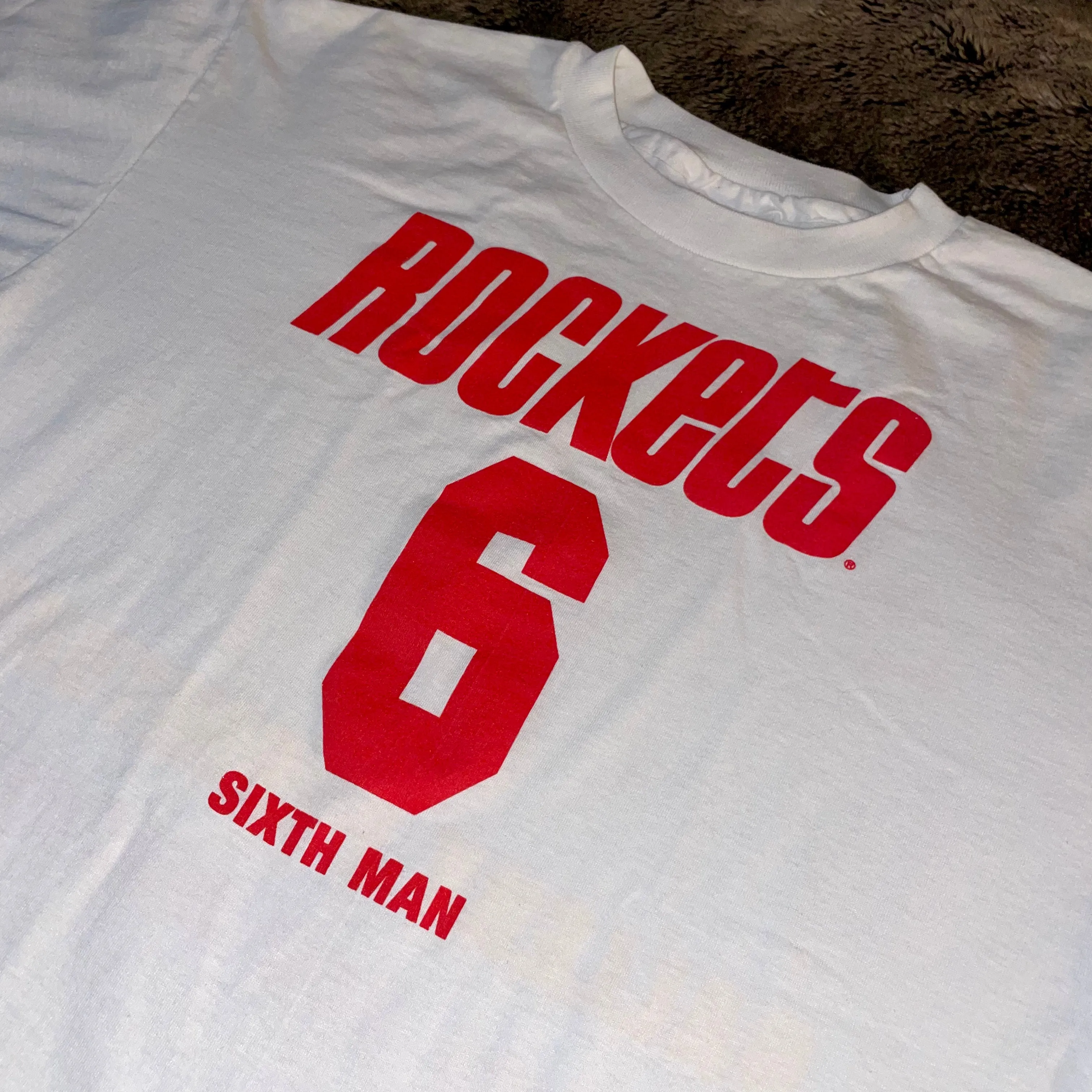 1990s Houston Rockets Mattress Mack 6th Man Tee (White)