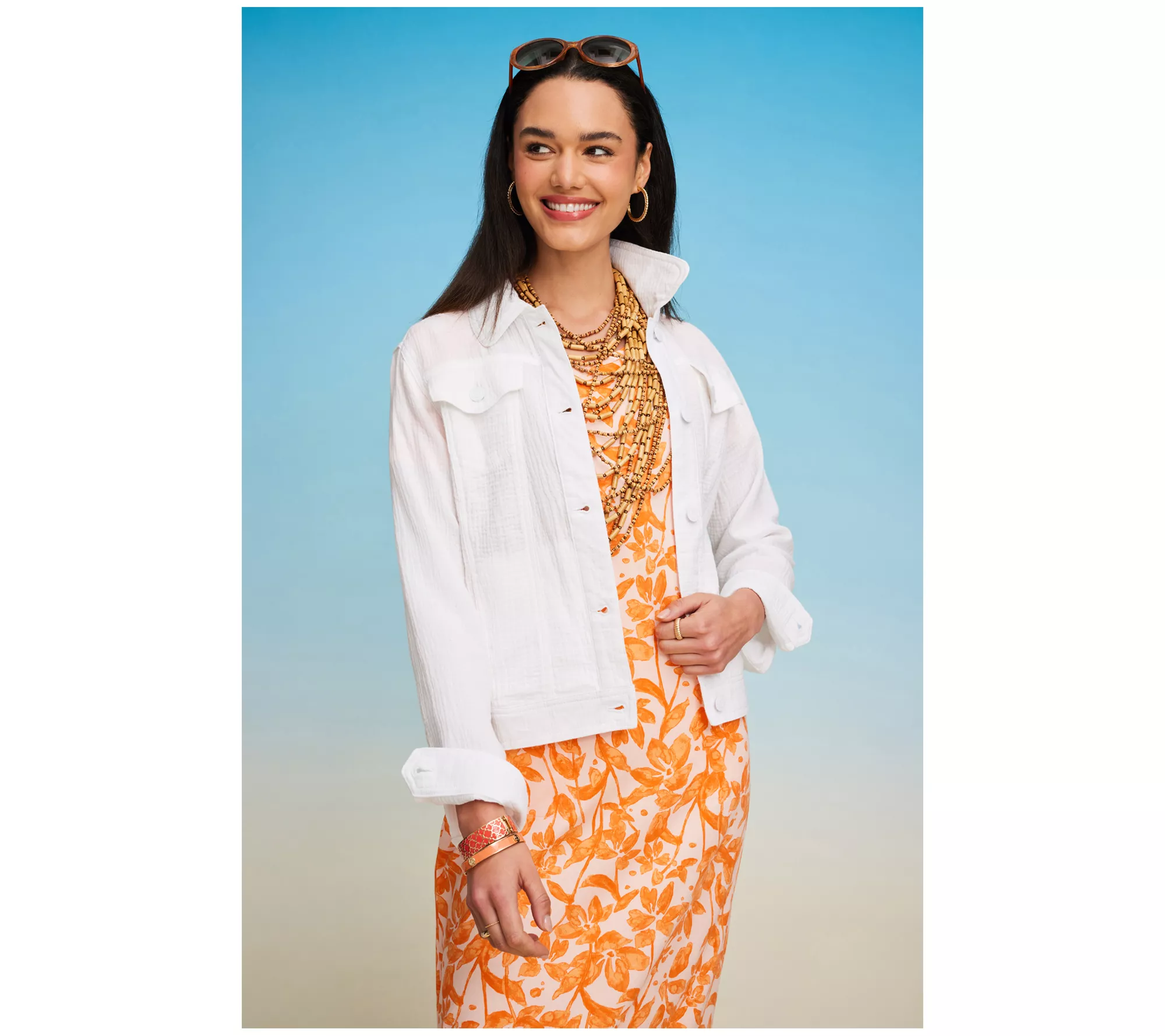 "As Is" Isaac Mizrahi Live! Bridgehampton Cotton Gauze Jacket