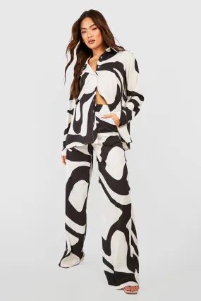 Abstract Print Relaxed Fit Wide Leg Pants