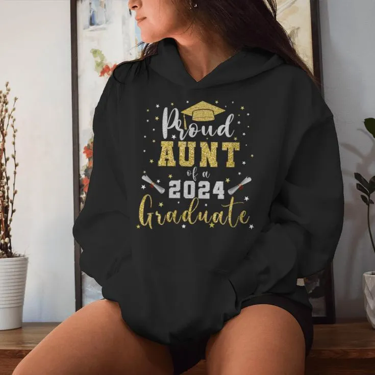 Aunt Senior 2024 Proud Aunt Of A Class Of 2024 Graduate Women Hoodie