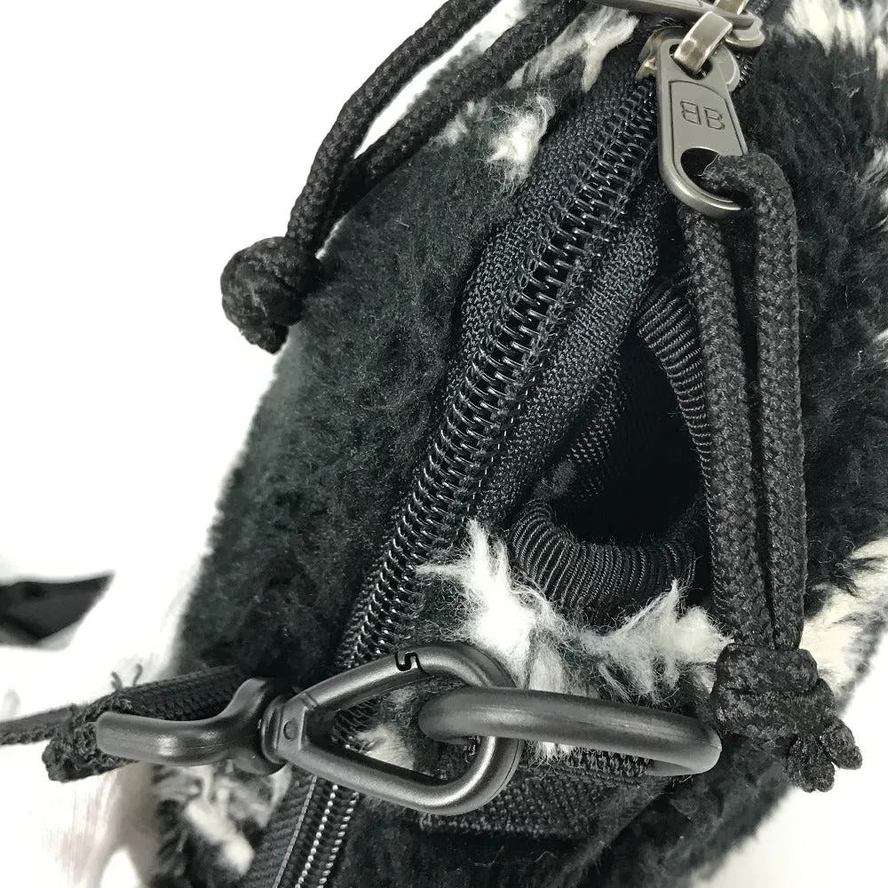 BALENCIAGA Shoulder Bag 593329 fur / nylon black Mokomoko explorer crossbody unisex(Unisex)