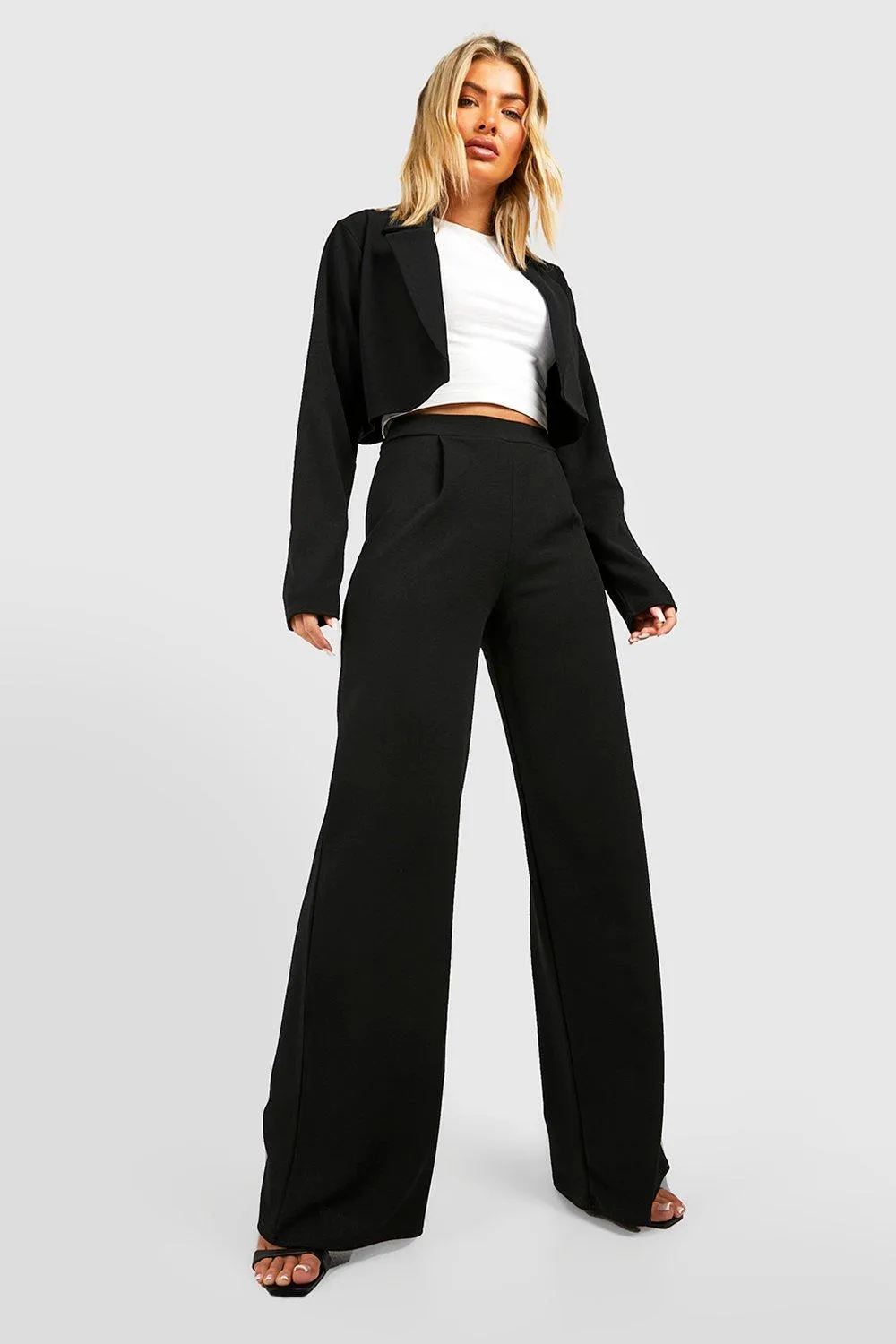 Basic Jersey Knit Wide Leg Pants