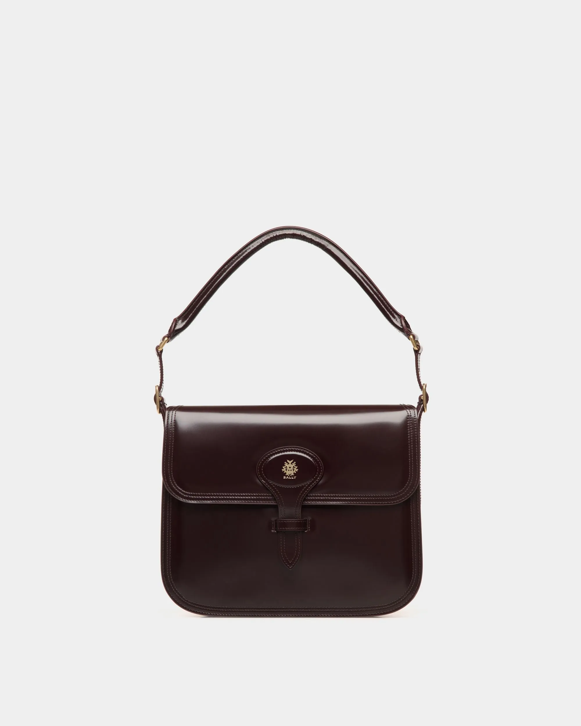 Beckett Shoulder Bag In Deep Burgundy Brushed Leather 