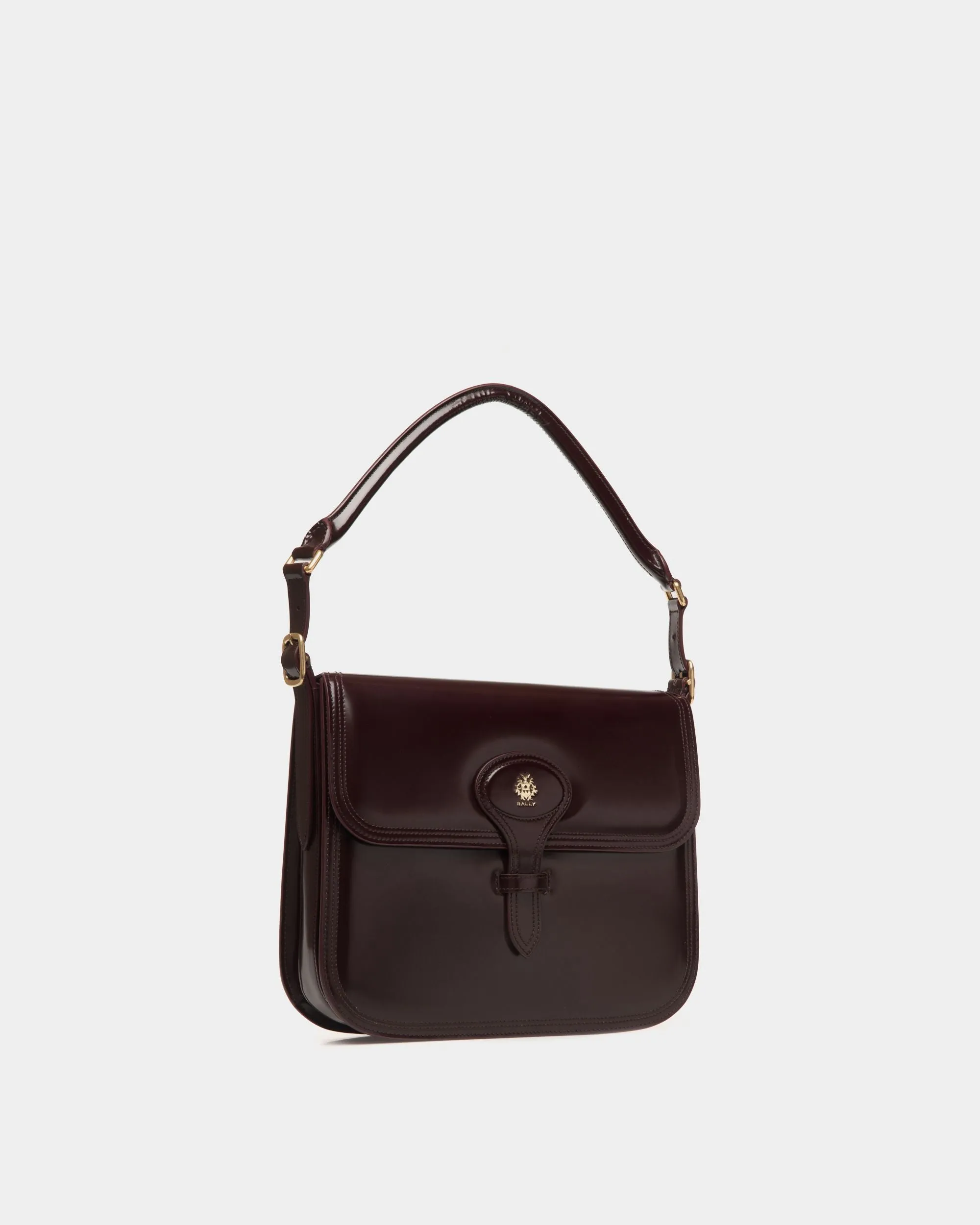 Beckett Shoulder Bag In Deep Burgundy Brushed Leather 