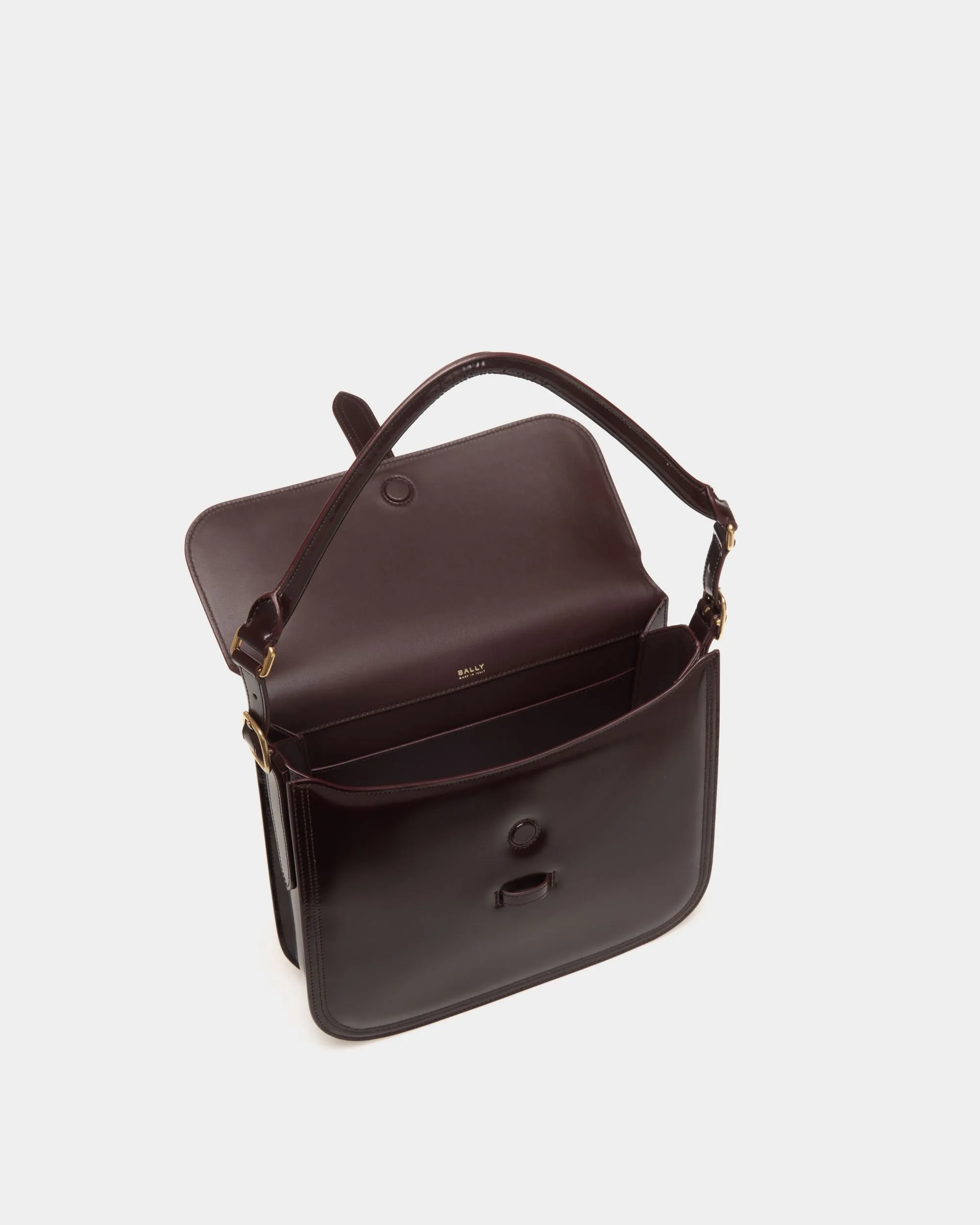 Beckett Shoulder Bag In Deep Burgundy Brushed Leather 