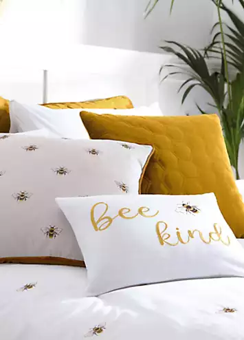 Bee Kind Embroidered Duvet Cover & Pillowcase Set by Kaleidoscope | Kaleidoscope