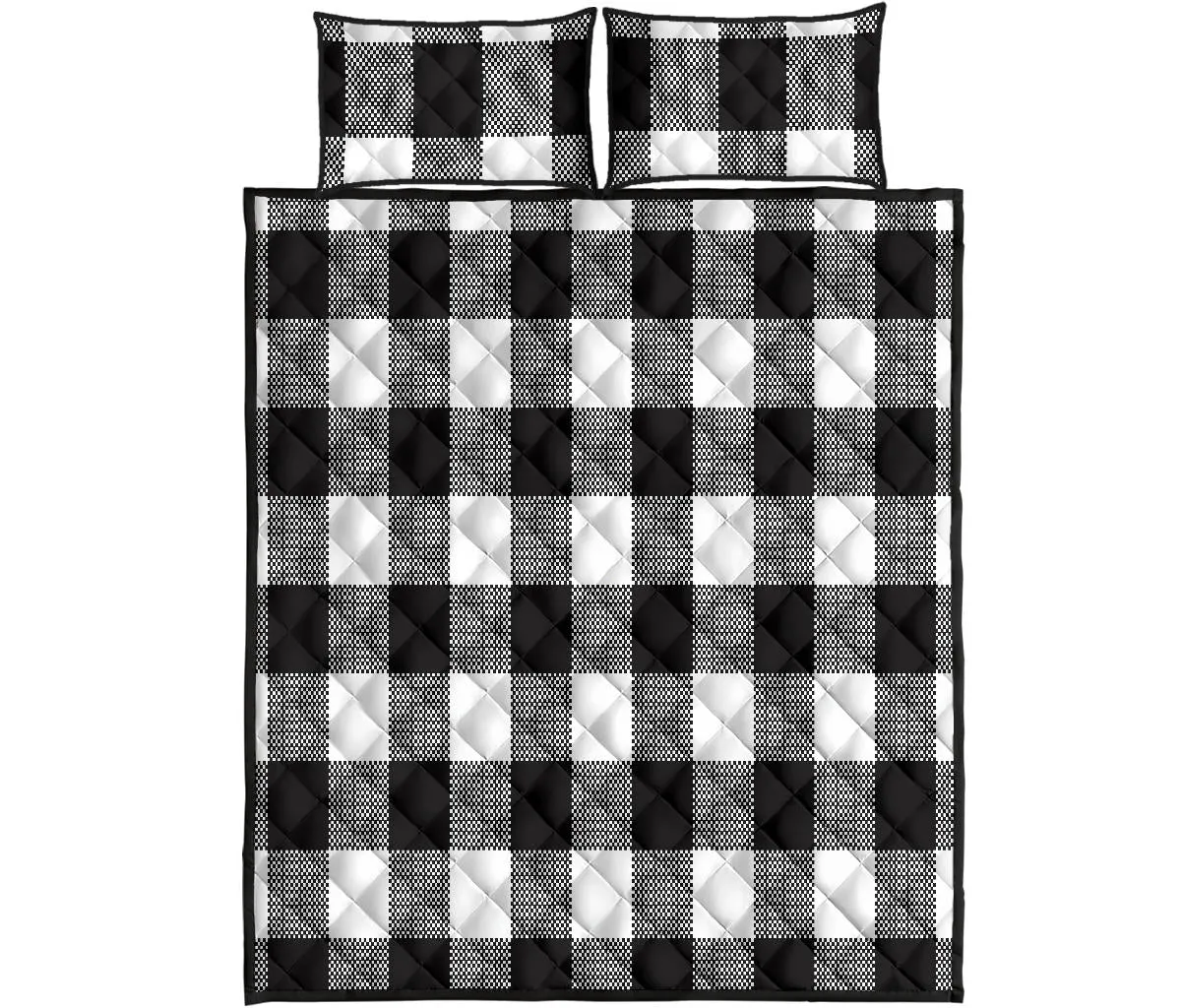 Black and White Buffalo Plaid Quilt Set with Shams