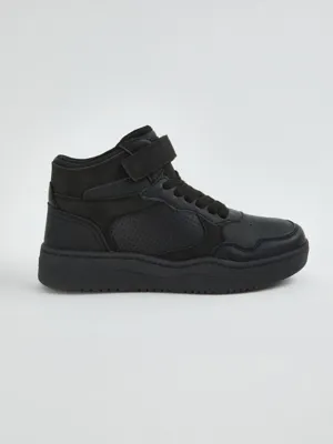 Black Panelled Strap Sporty High Top Trainers | Kids | George at ASDA