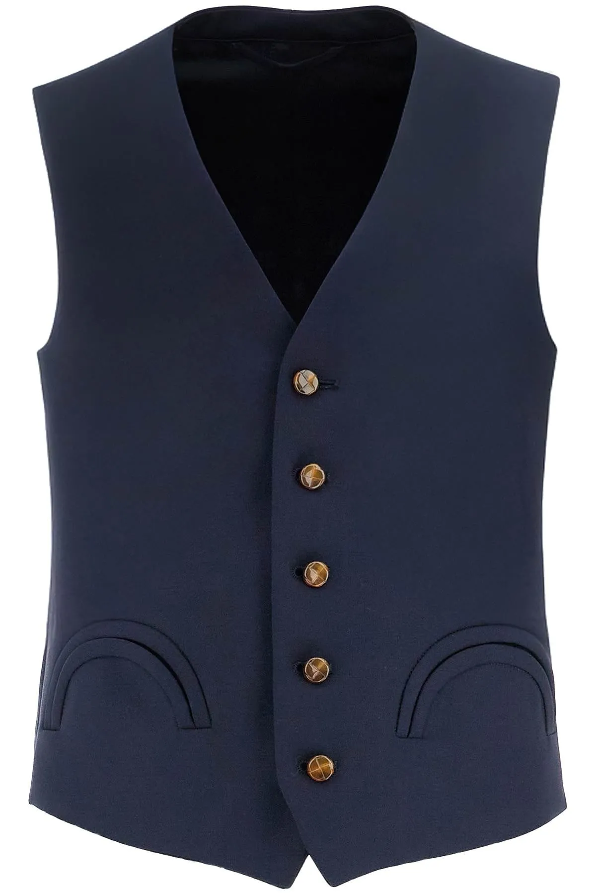 Blaze Milano Women's Blue Wool Vest With V Neck