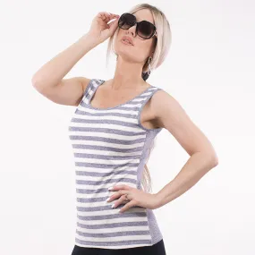 Blue/ Ivory Reversible Stripe Tank