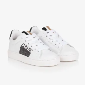 Boys White Leather Trainers