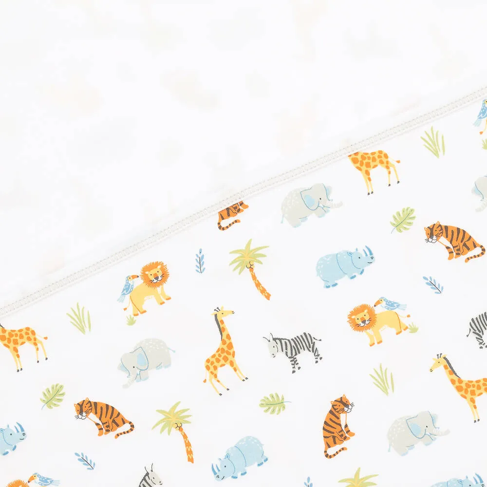 Boys White Tropical Jungle Pima Cotton Blanket (73cm)