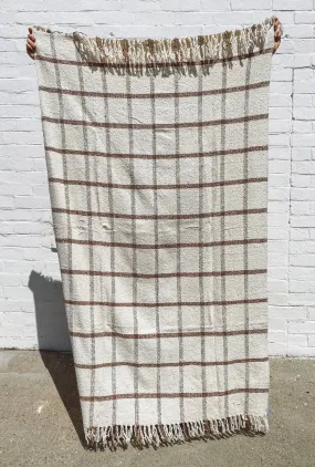 Catalina Heritage Plaid Handwoven Throw Blanket- Cream