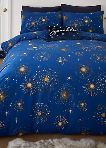 Catherine Lansfield Christmas Navy Sparkle Duvet Cover Set | Kaleidoscope