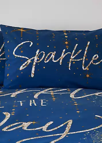 Catherine Lansfield Christmas Navy Sparkle Duvet Cover Set | Kaleidoscope