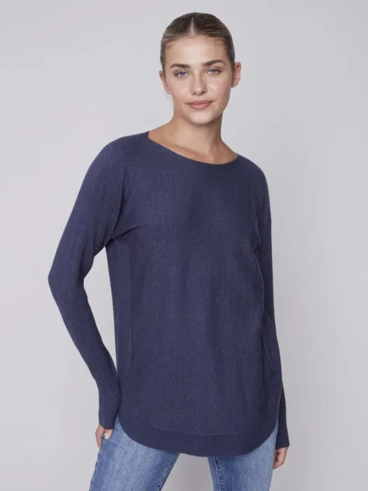 Charlie B Long Sleeve Sweater with Back Eyelet Detail