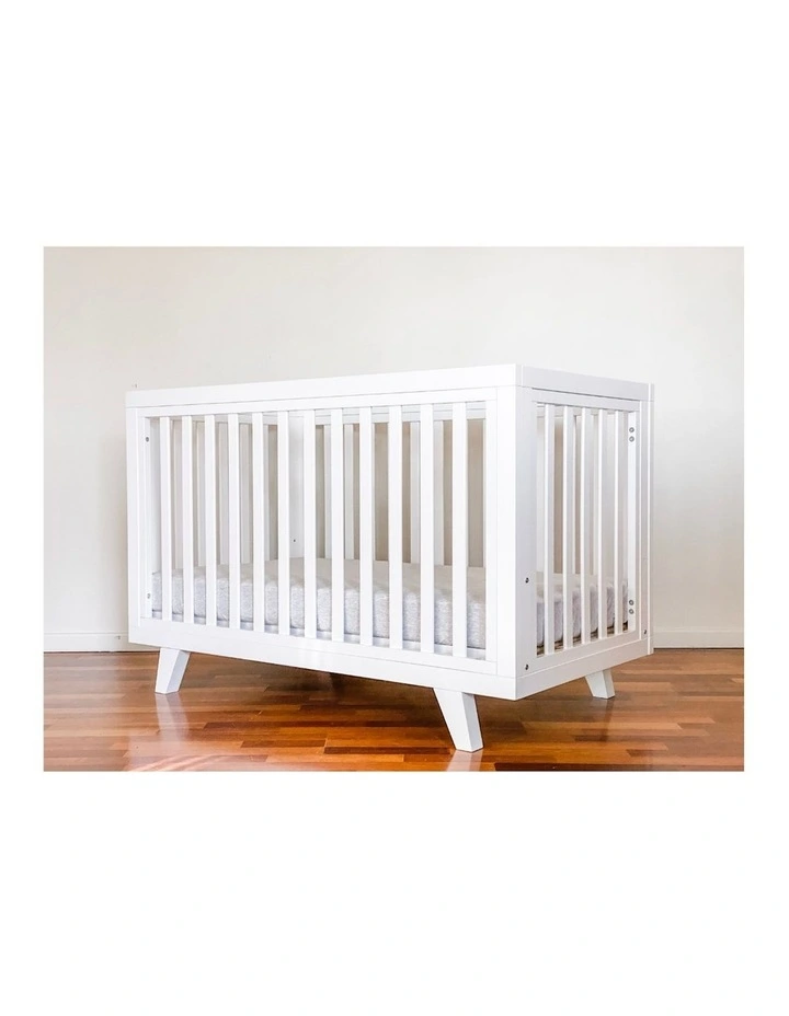 Chelsea Cot in White & Rest Innerspring Mattress