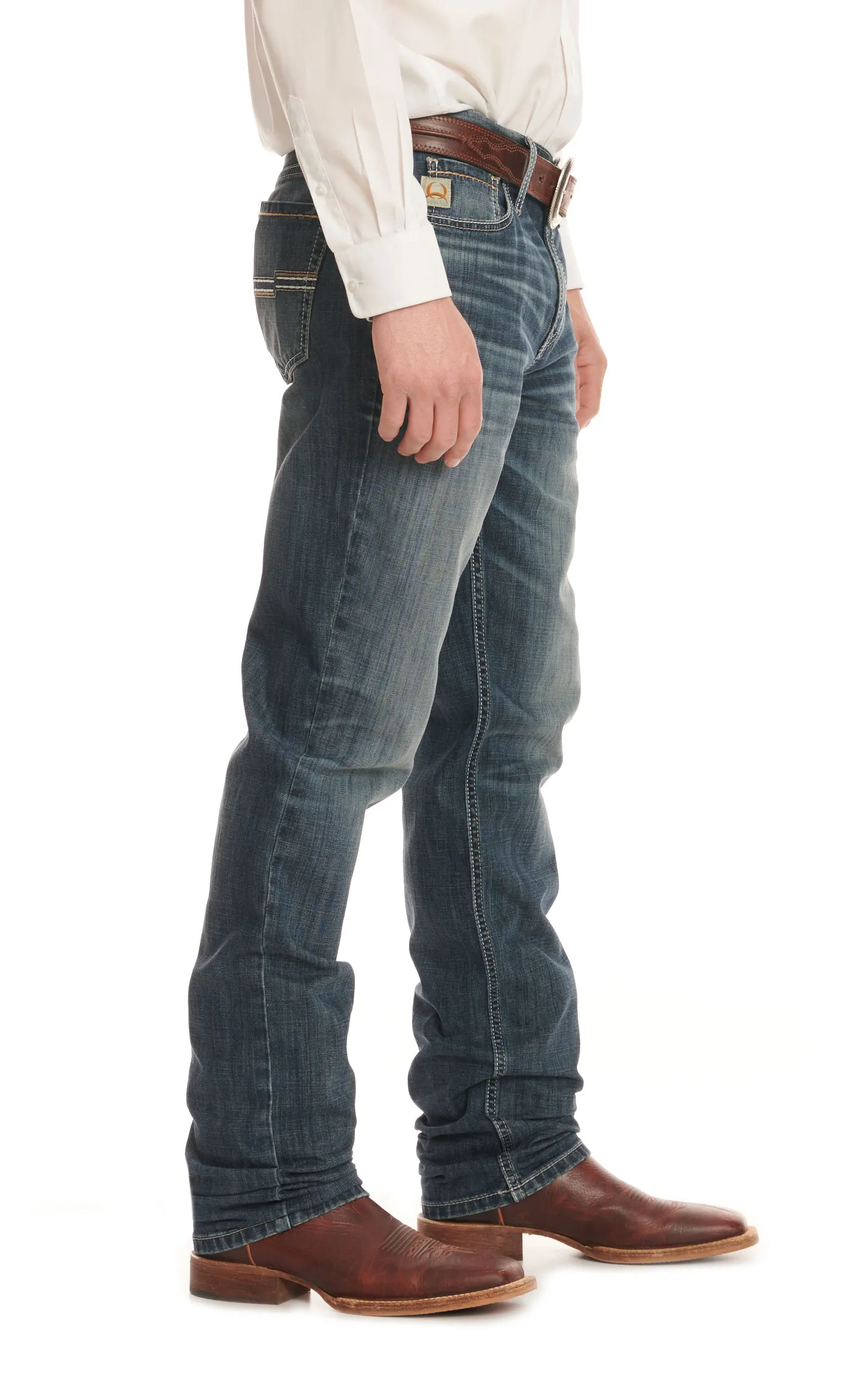 Cinch Men's Jesse Dark Stonewash Mid Rise Slim Straight Leg Jeans