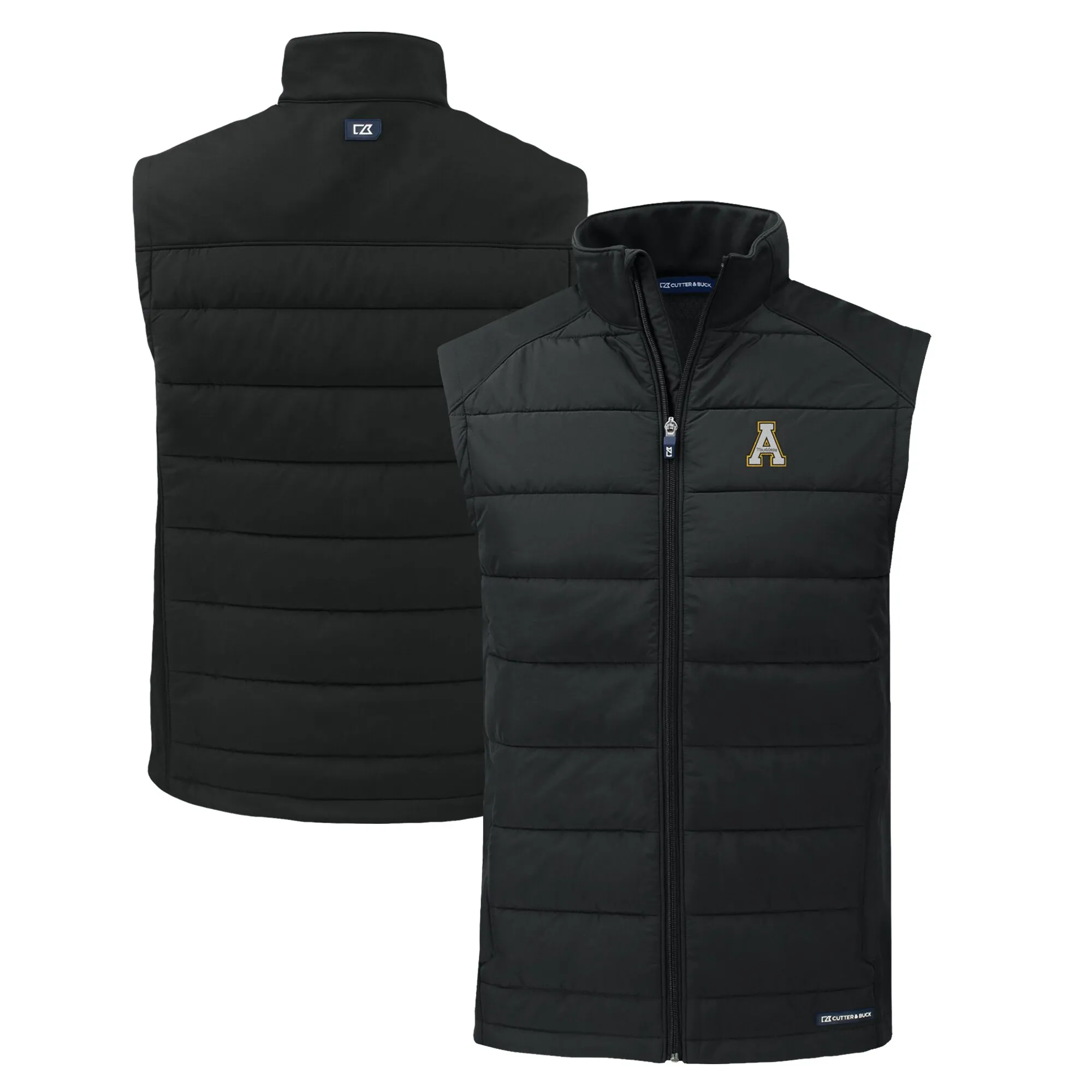 Cutter & Buck  Appalachian State Mountaineers Black Evoke Hybrid Eco Softshell Recycled Full-Zip Vest