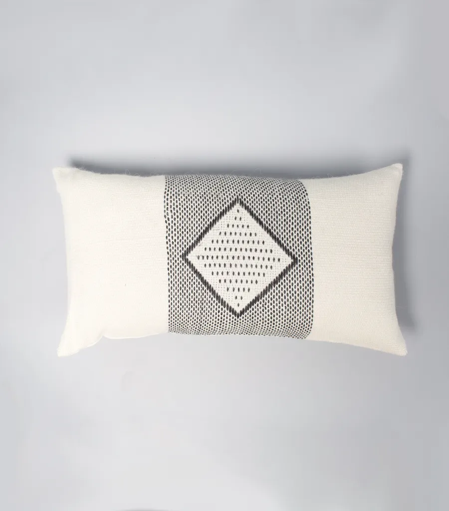 Diamante Lumbar Pillow with Border in Ivory