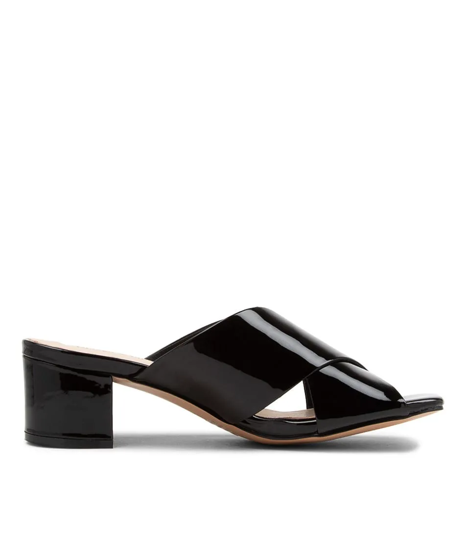 DJANGO & JULIETTE Dagny Black Patent Leather Mules