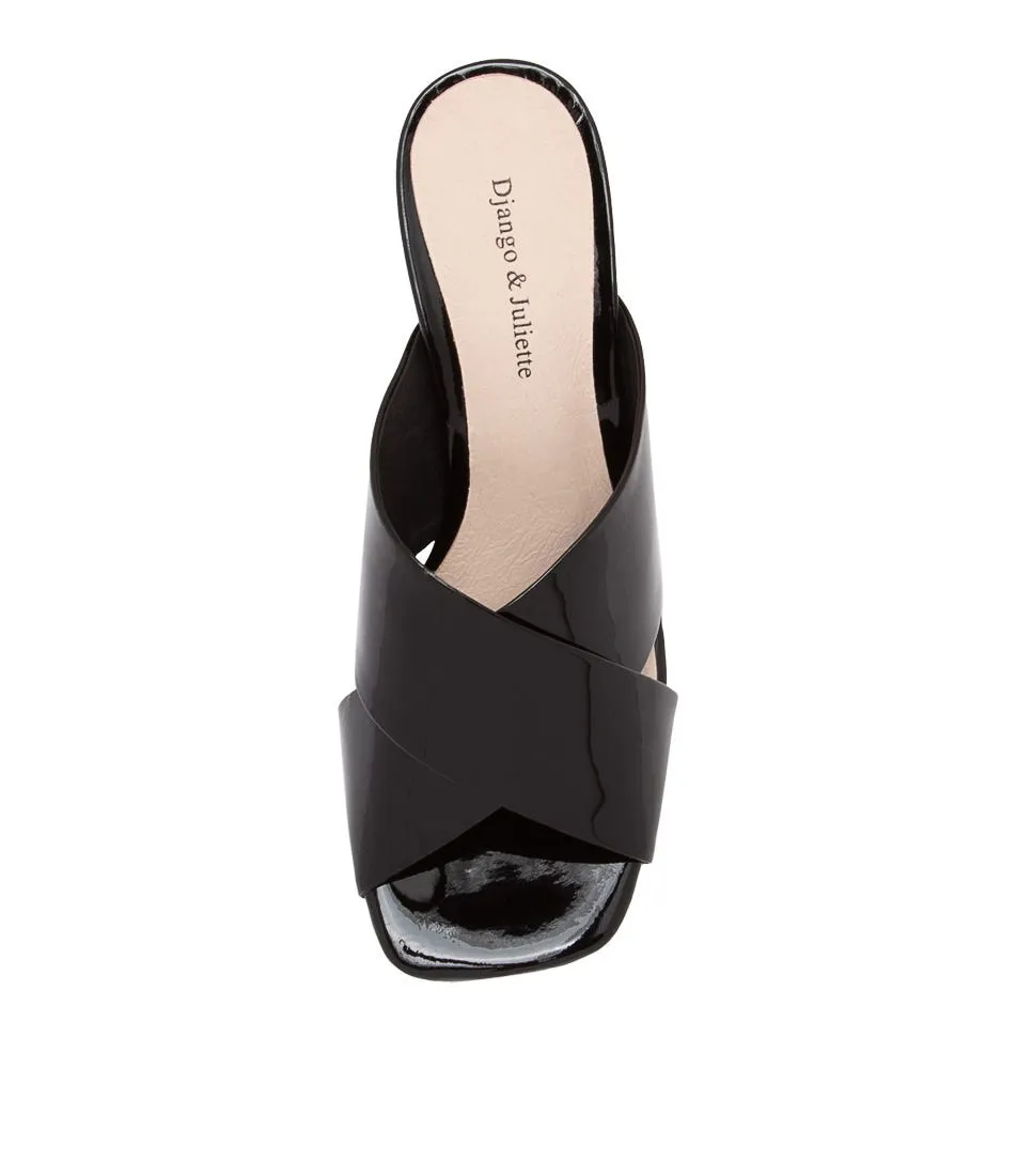 DJANGO & JULIETTE Dagny Black Patent Leather Mules