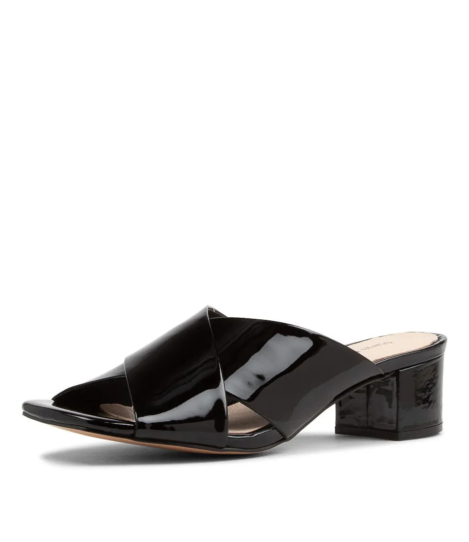 DJANGO & JULIETTE Dagny Black Patent Leather Mules