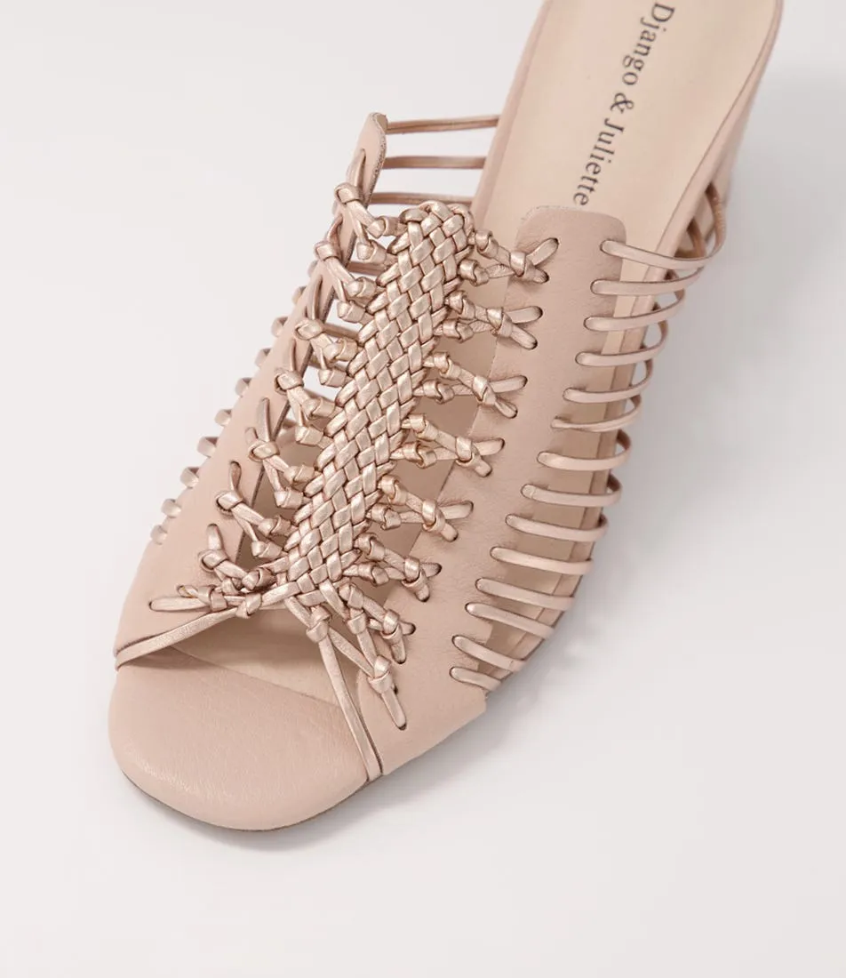 DJANGO & JULIETTE Edan Nude Pale Rose Gold Leather Mules