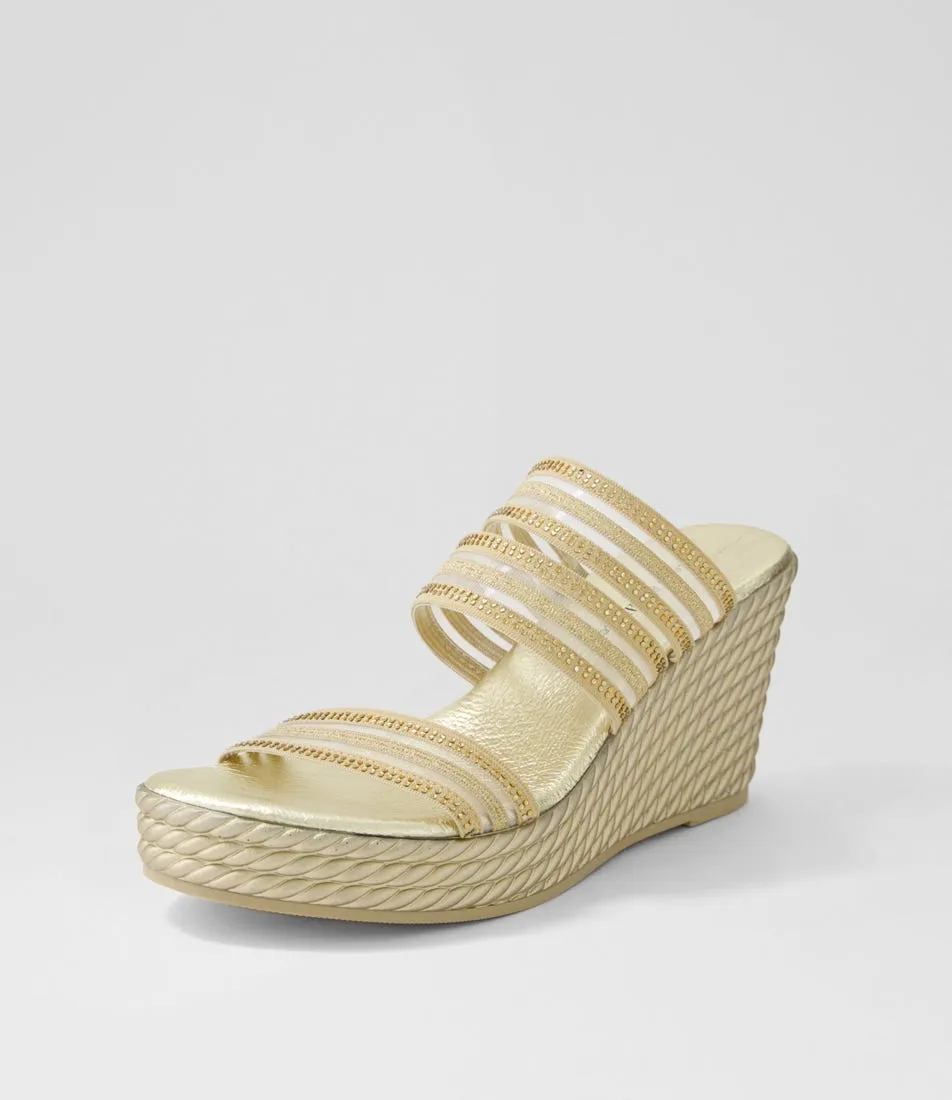 DJANGO & JULIETTE Enrica Gold Vinylite Sandals