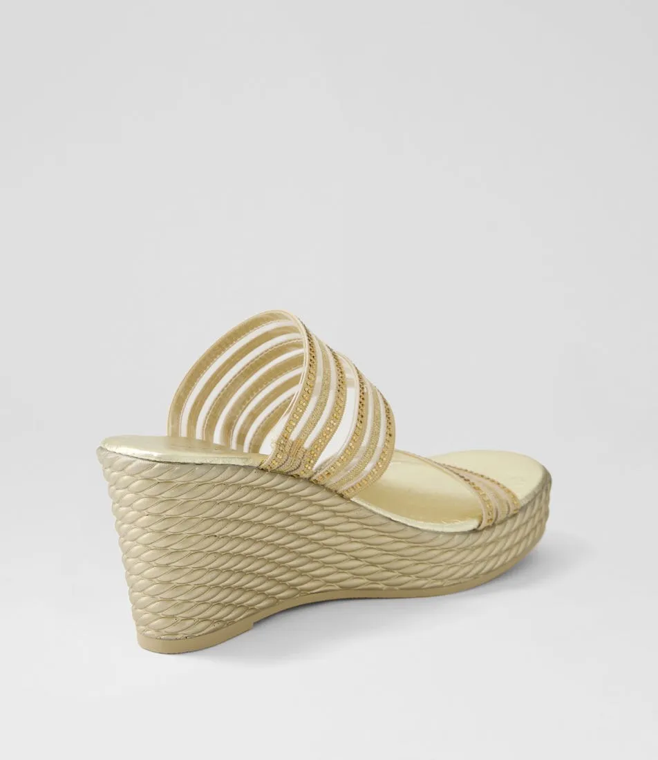 DJANGO & JULIETTE Enrica Gold Vinylite Sandals