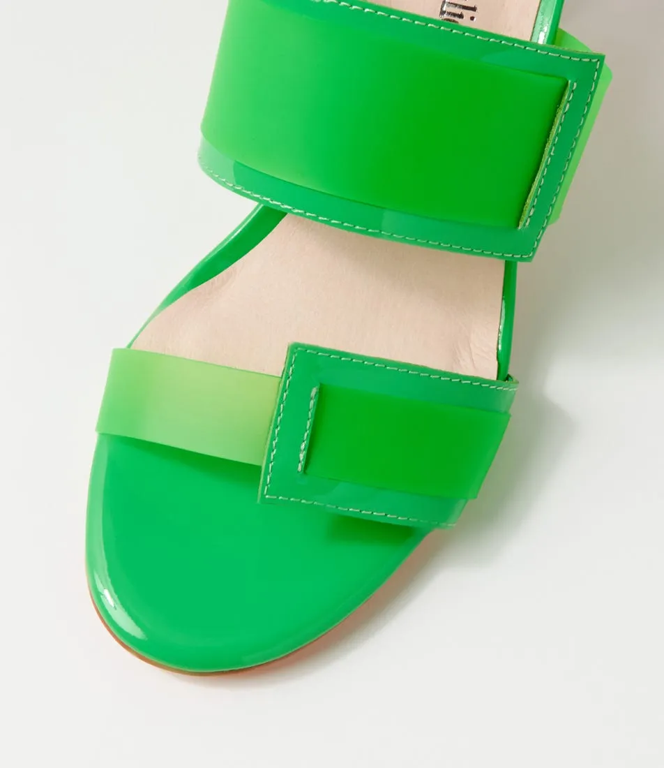 DJANGO & JULIETTE Sistel Lime New Bubble Patent Vinylite Mules