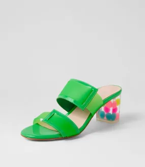 DJANGO & JULIETTE Sistel Lime New Bubble Patent Vinylite Mules