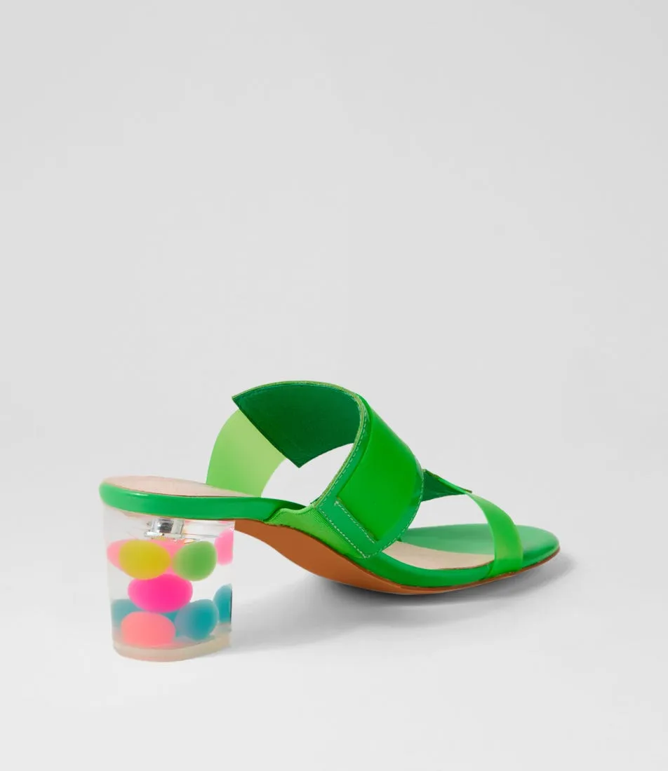 DJANGO & JULIETTE Sistel Lime New Bubble Patent Vinylite Mules