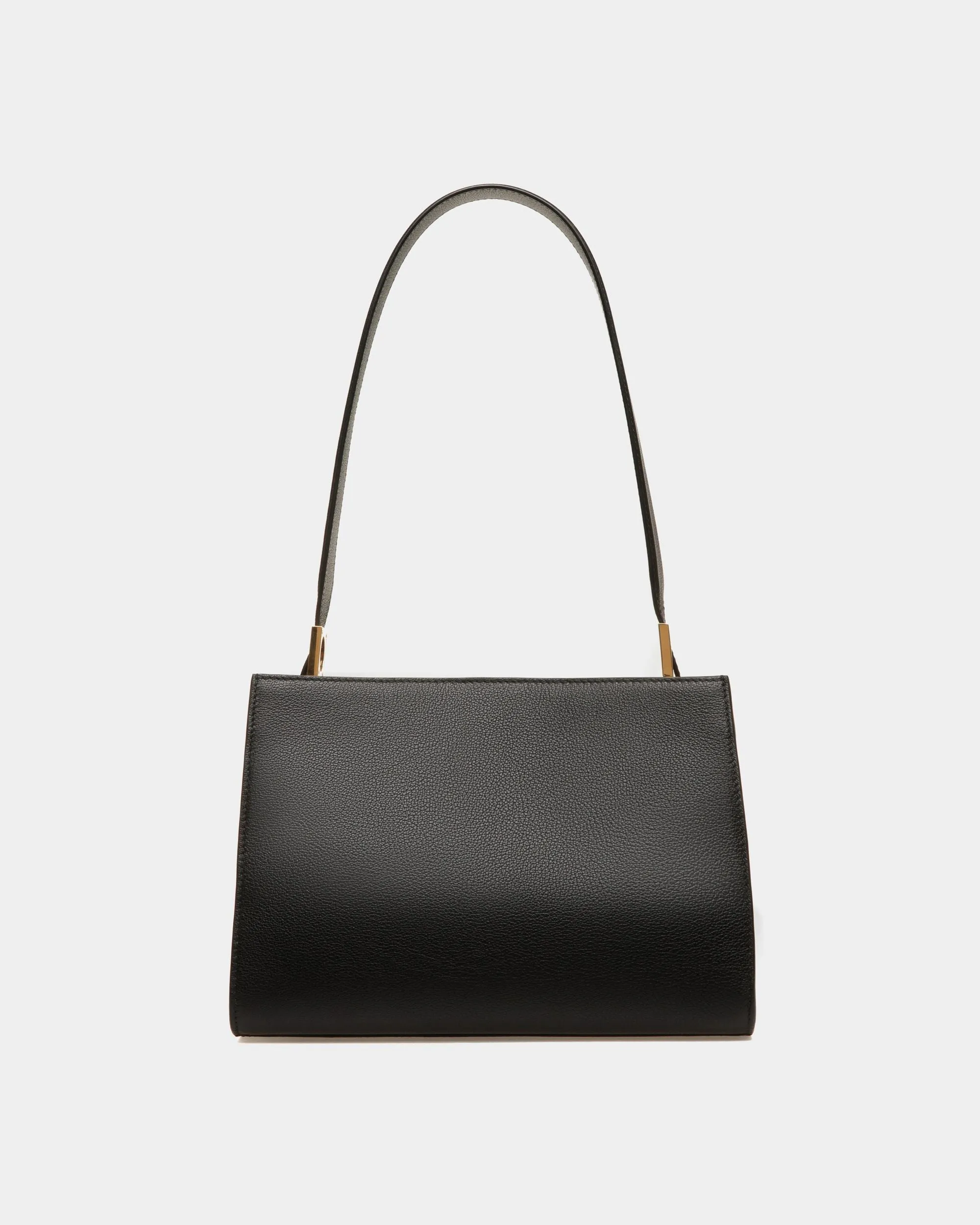 Emblem Shoulder Bag In Black Grained Leather 