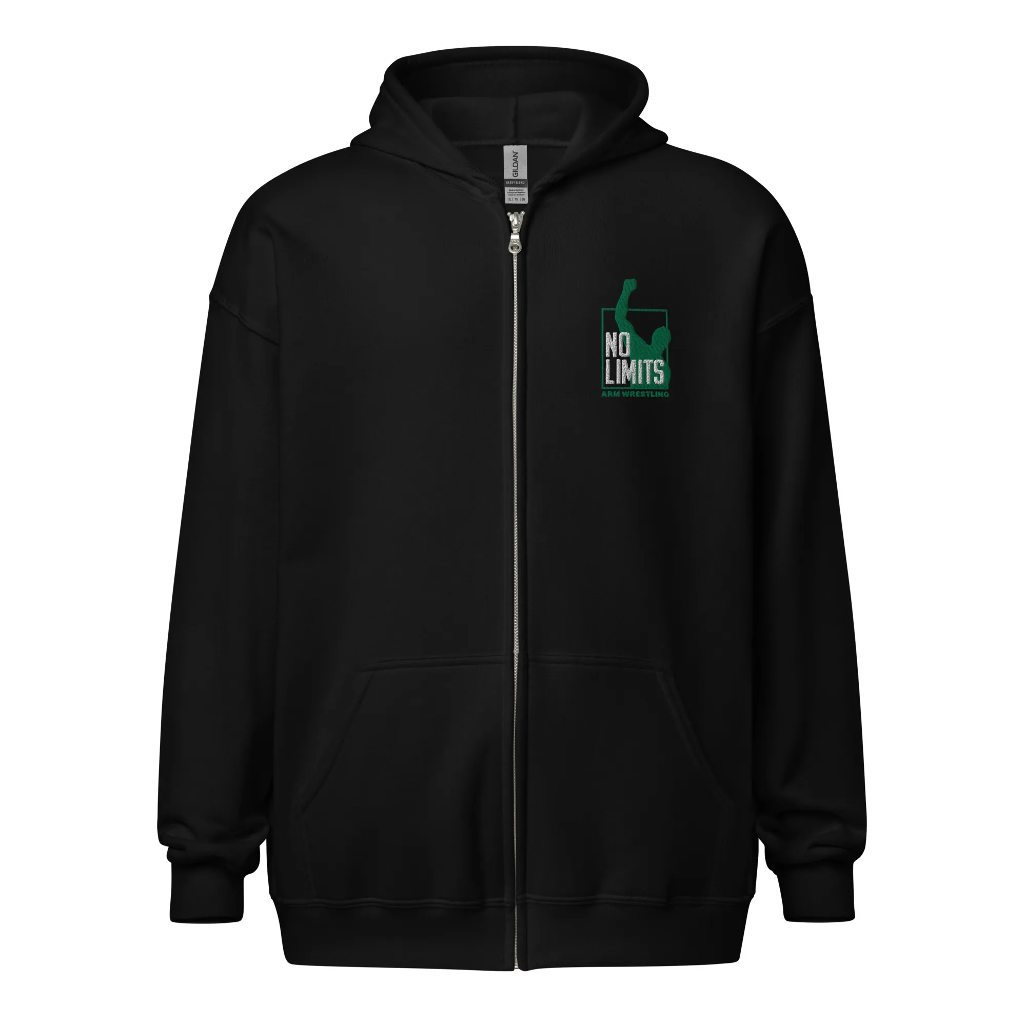 Embroidered No Limits Armwrestling Zip Hoodie