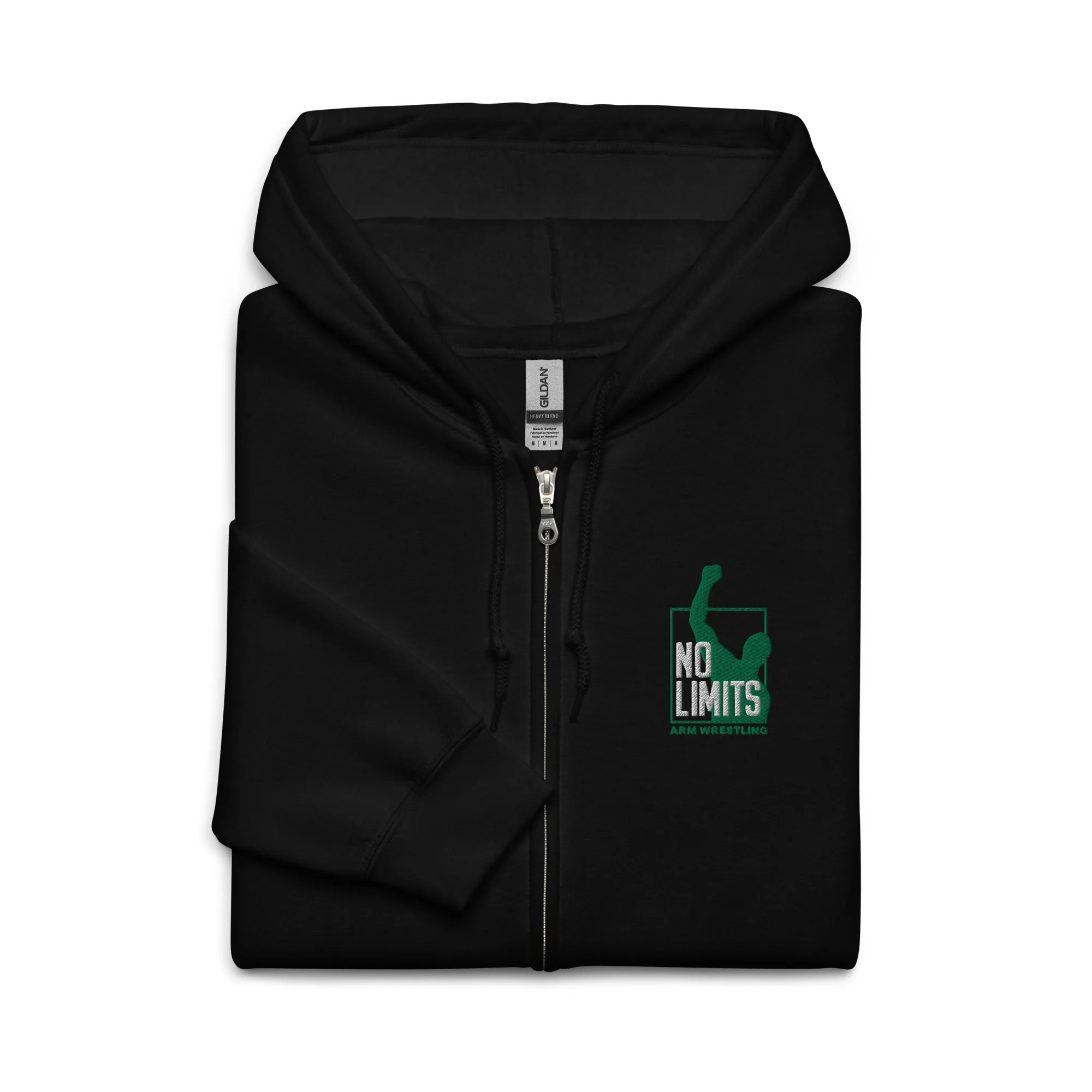 Embroidered No Limits Armwrestling Zip Hoodie