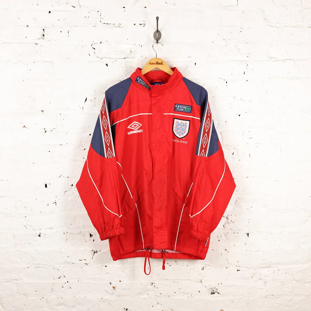 England Football 1996 Umbro Coaches Tracksuit Top Rain Jacket - Red - S