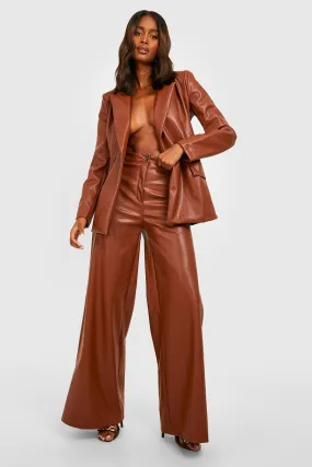 Faux Leather Super Wide Leg Pants