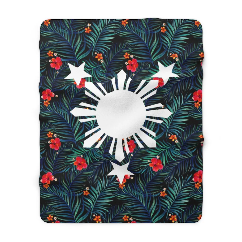 Filipino Floral 3 Stars and Sun Sherpa Fleece Blanket