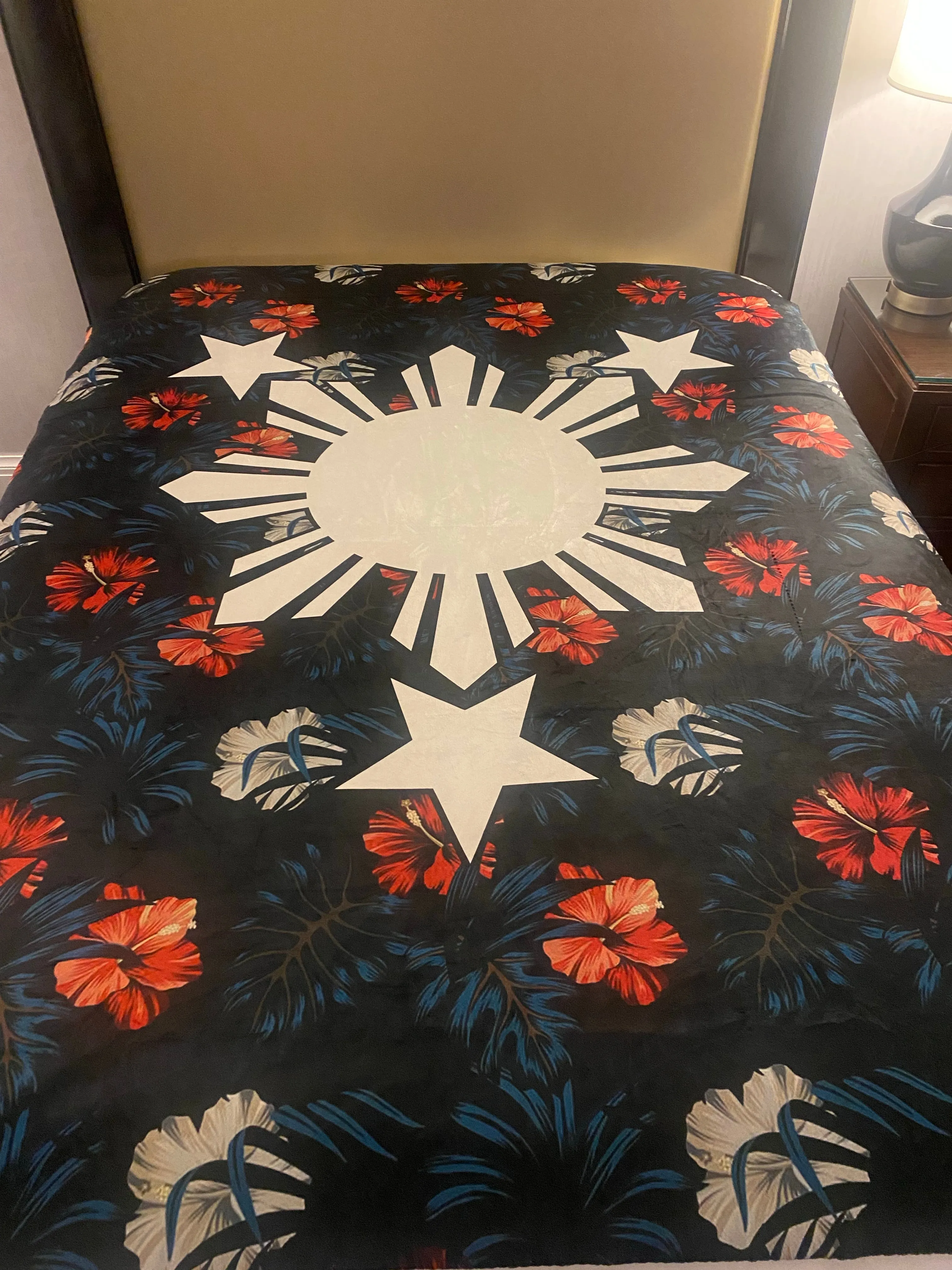 Filipino Floral 3 Stars and Sun Sherpa Fleece Blanket