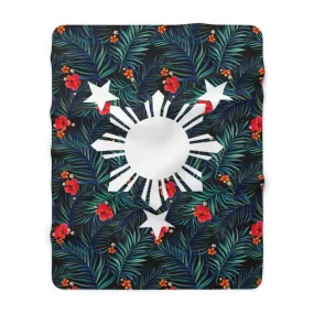 Filipino Floral 3 Stars and Sun Sherpa Fleece Blanket