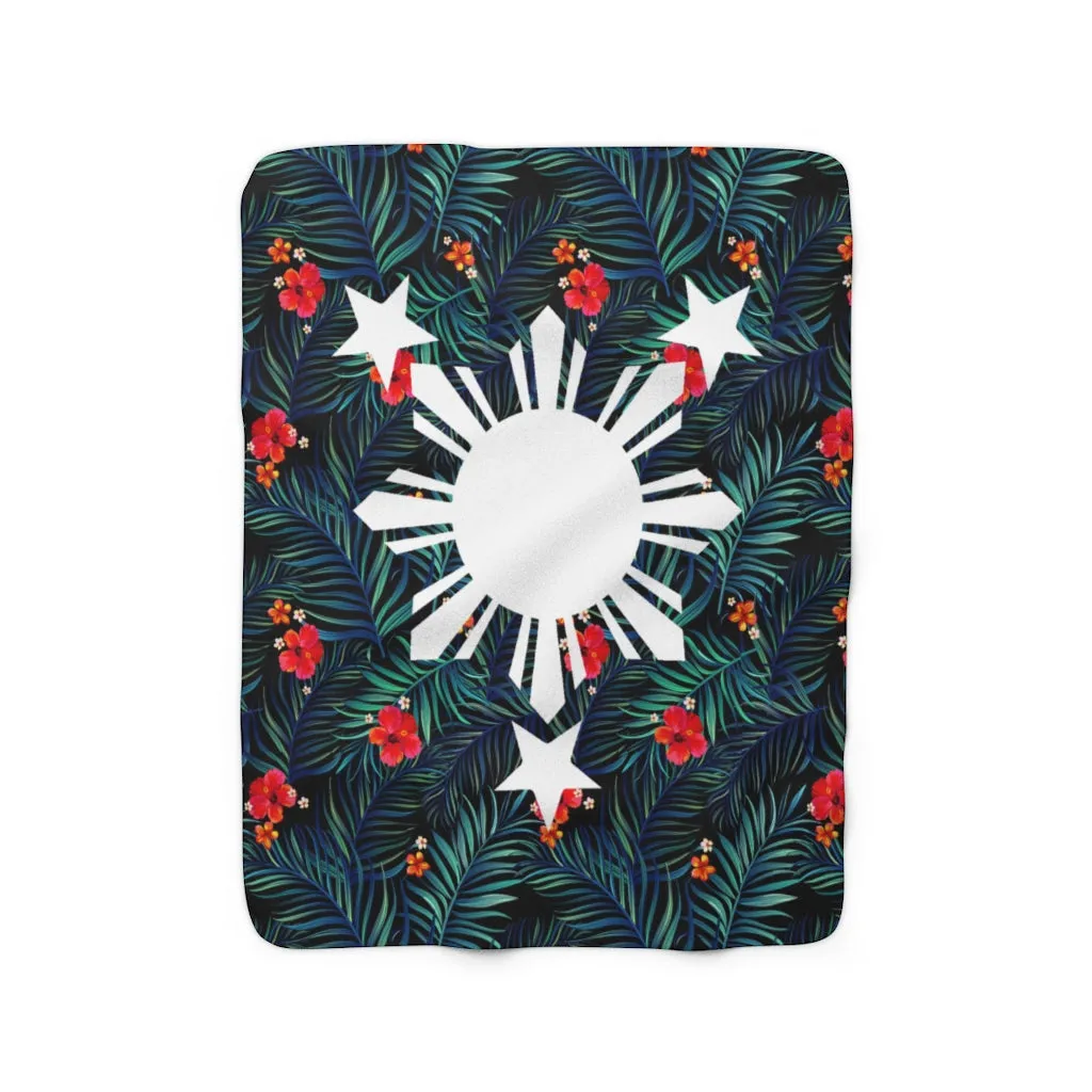 Filipino Floral 3 Stars and Sun Sherpa Fleece Blanket