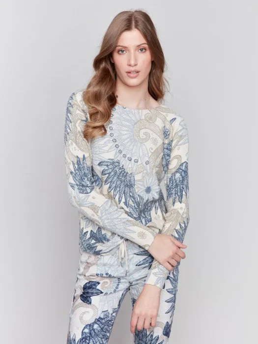 FINAL SALE Charlie B C2170WP Printed Round Hem Sweater