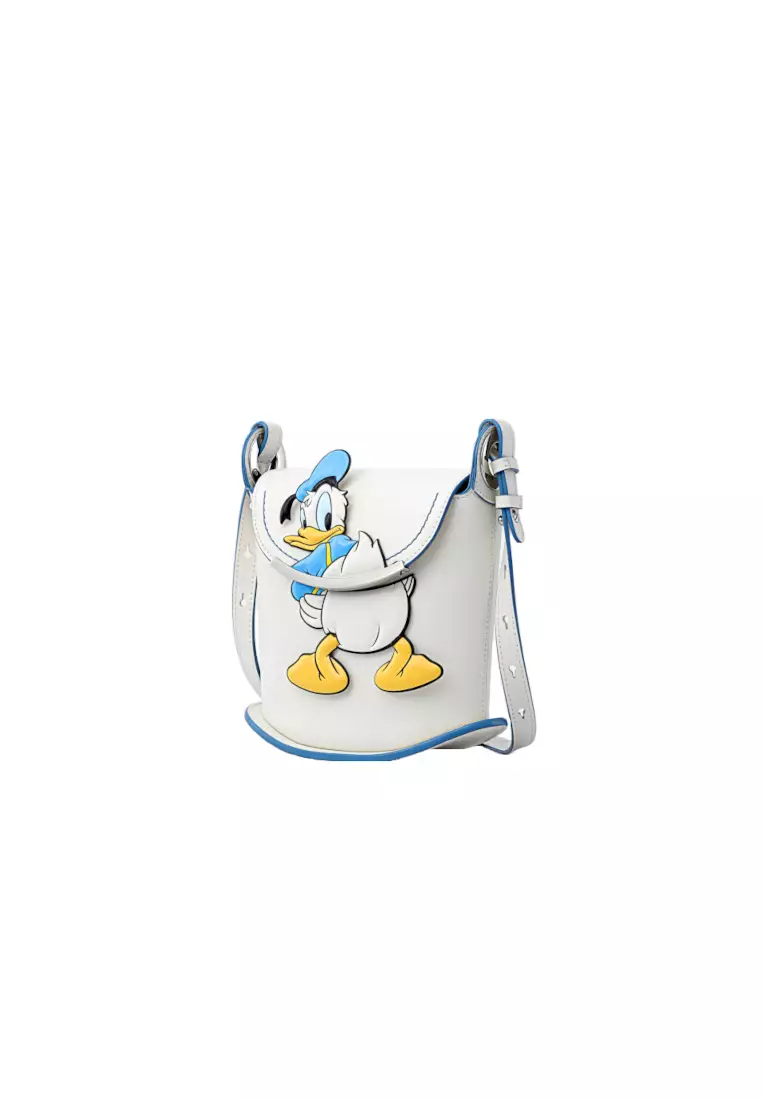 FION Donald Duck White Leather Square Crossbody & Shoulder Bag